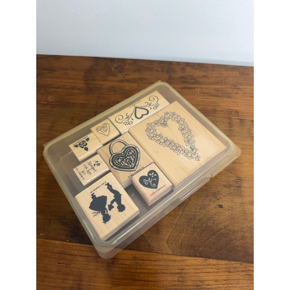 Stampin Up Wood Rubber Stamp Sets Love Letters Hearts Posies Vintage 2001 2002